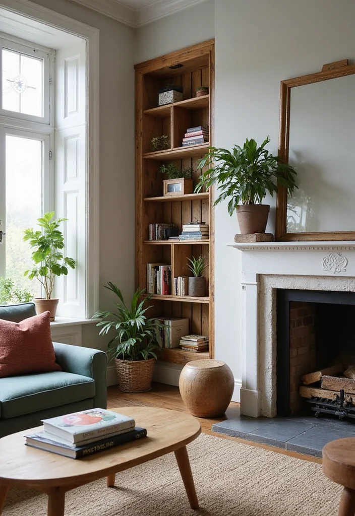 12 Fireplace Shelving Ideas for Functional Attractive Storage - 8. Decorative Crates for Rustic Charm