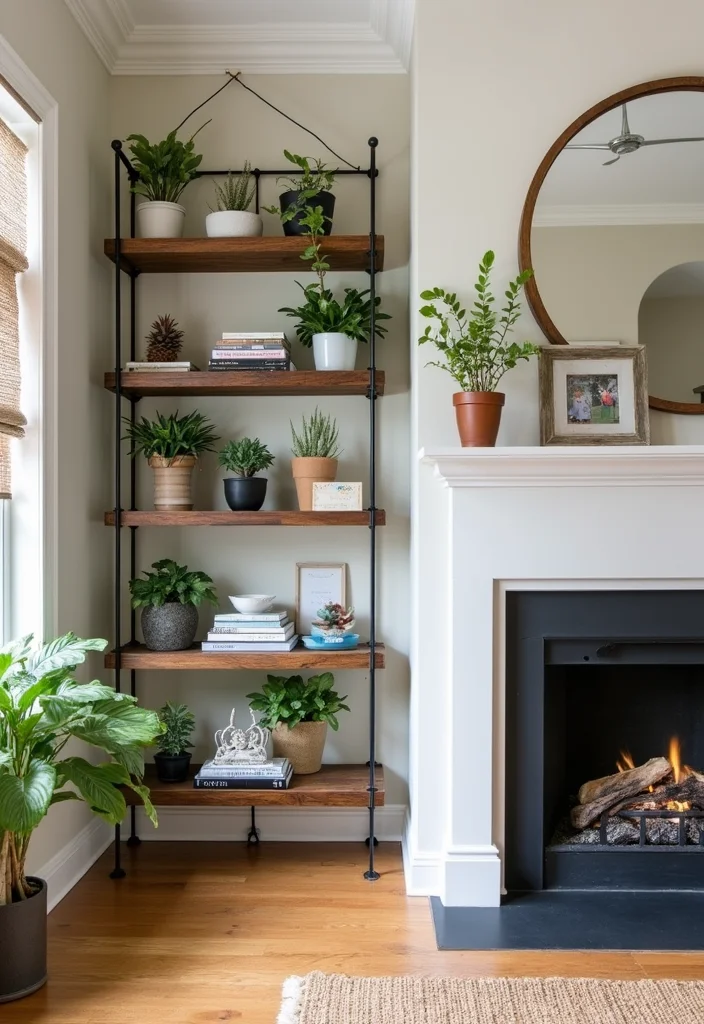 12 Fireplace Shelving Ideas for Functional Attractive Storage - 9. Multi-Tiered Shelving Units