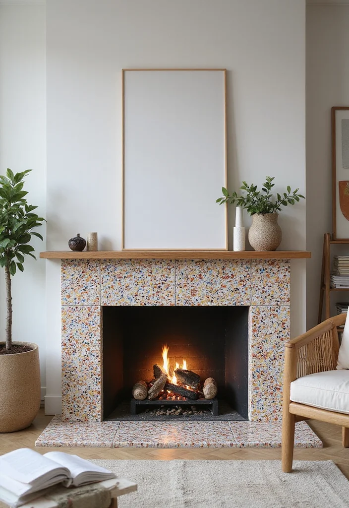 12 Fireplace Tile Ideas for Durable Stylish Finishes - 11. Terrazzo Tiles