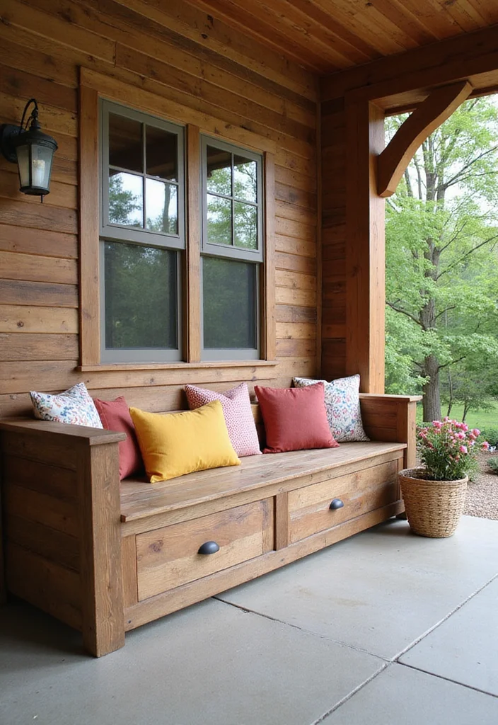 12 Front Porch Deck Ideas for Practical Outdoor Use - 8. Built-In Seating