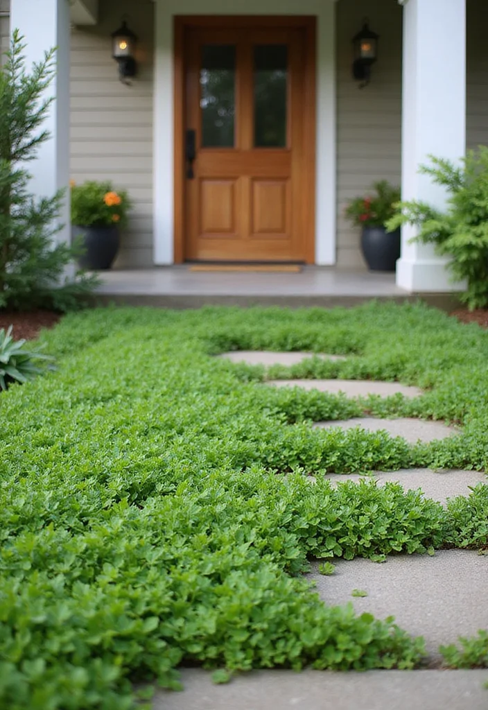 12 Front Porch Landscaping Ideas for Fresh Curb Appeal 45 12 Front Porch Landscaping Ideas for Fresh Curb Appeal - 5. Low-Maintenance Ground Cover