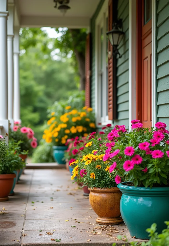 12 Front Porch Landscaping Ideas for Fresh Curb Appeal 56 12 Front Porch Landscaping Ideas for Fresh Curb Appeal - 6. Colorful Planters