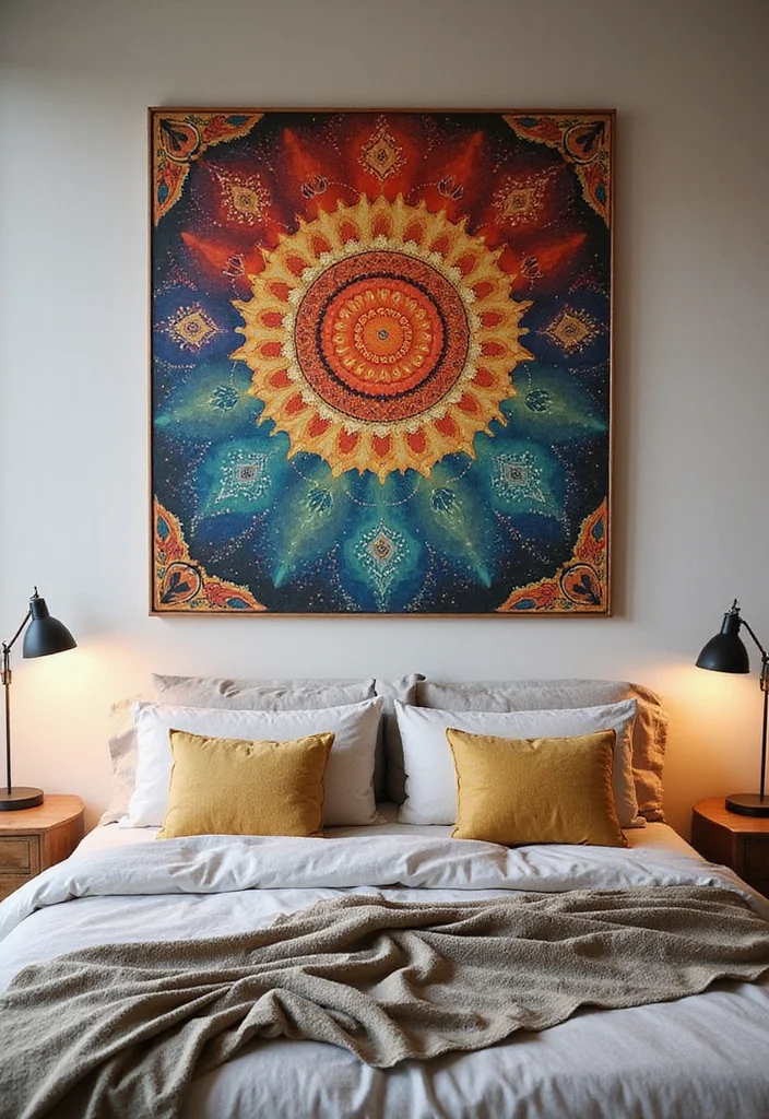 12 Large Bedroom Wall Decor Ideas for High Visual Impact - 1. Oversized Boho Canvas Prints