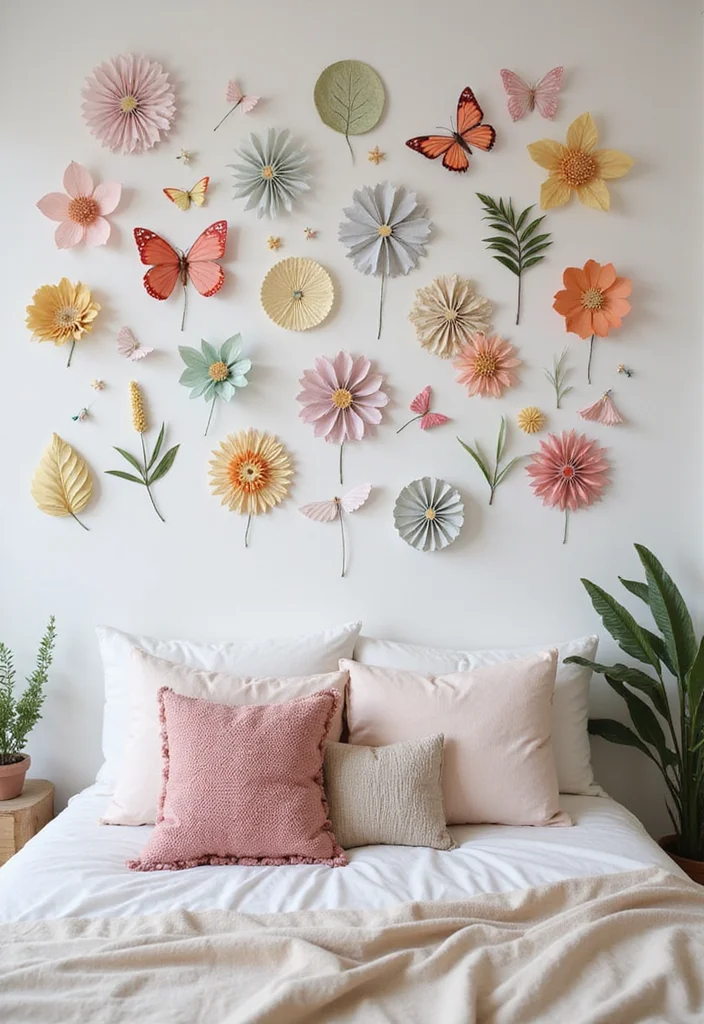 12 Large Bedroom Wall Decor Ideas for High Visual Impact - 10. Whimsical Paper Art