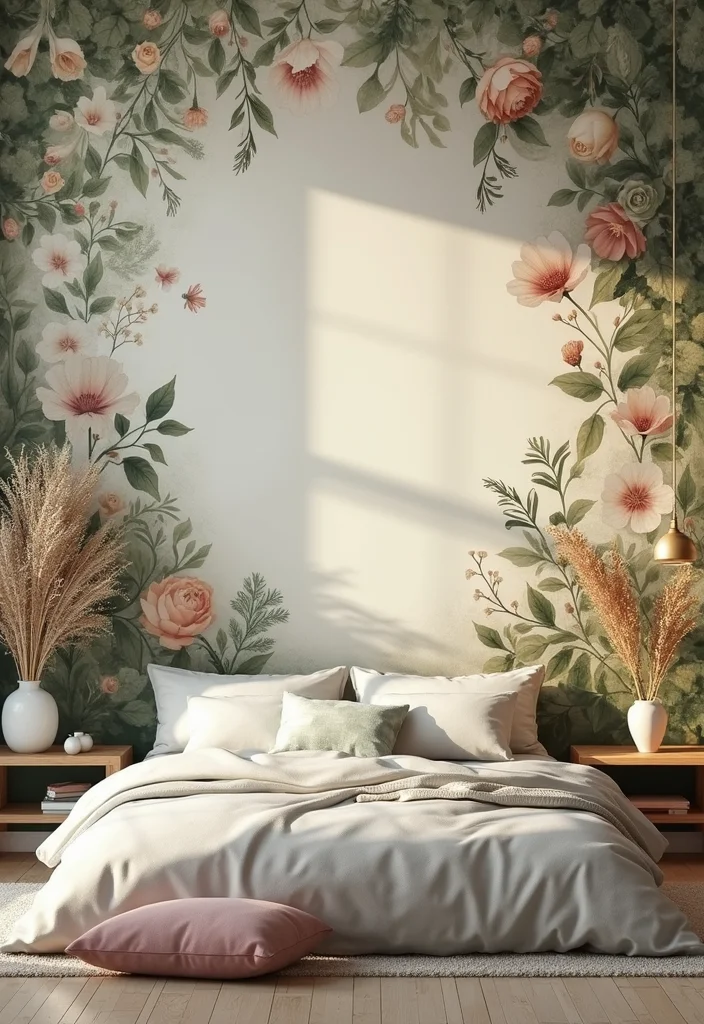 12 Large Bedroom Wall Decor Ideas for High Visual Impact - 6. Botanical Wall Murals