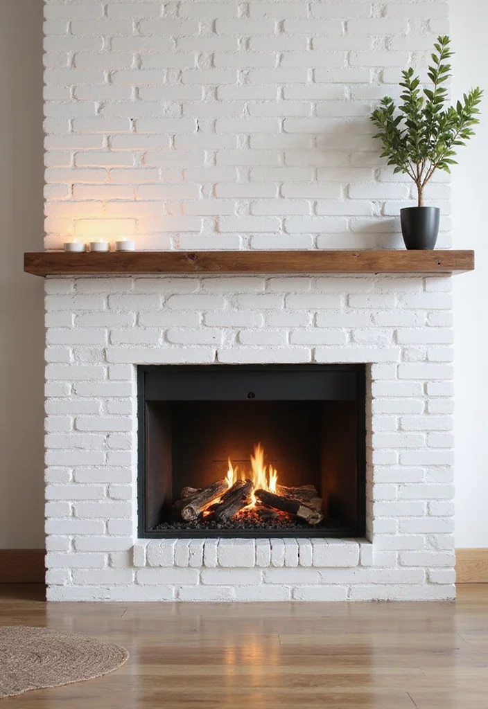 12 Living Room Fireplace Wall Ideas for a Defined Focal Point - 1. Sleek White-Washed Brick