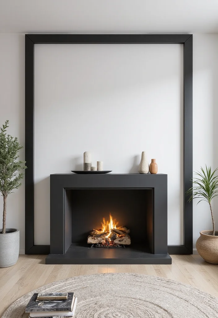 12 Living Room Fireplace Wall Ideas for a Defined Focal Point - 4. Minimalist Black Frame