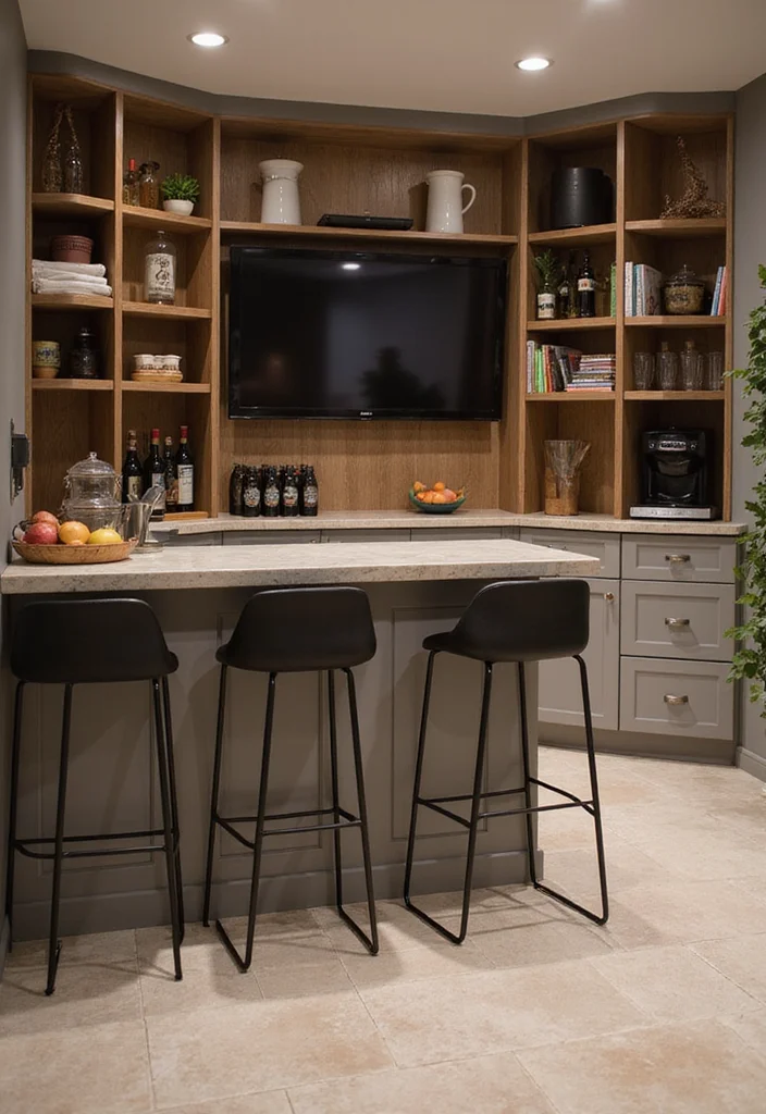 12 Modern Basement Ideas for Clean Updated Living Space - 12. Inviting Bar Area