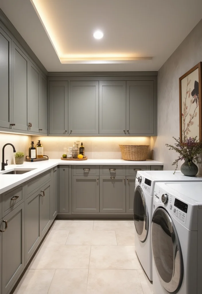 12 Modern Basement Ideas for Clean Updated Living Space - 9. Chic Laundry Room