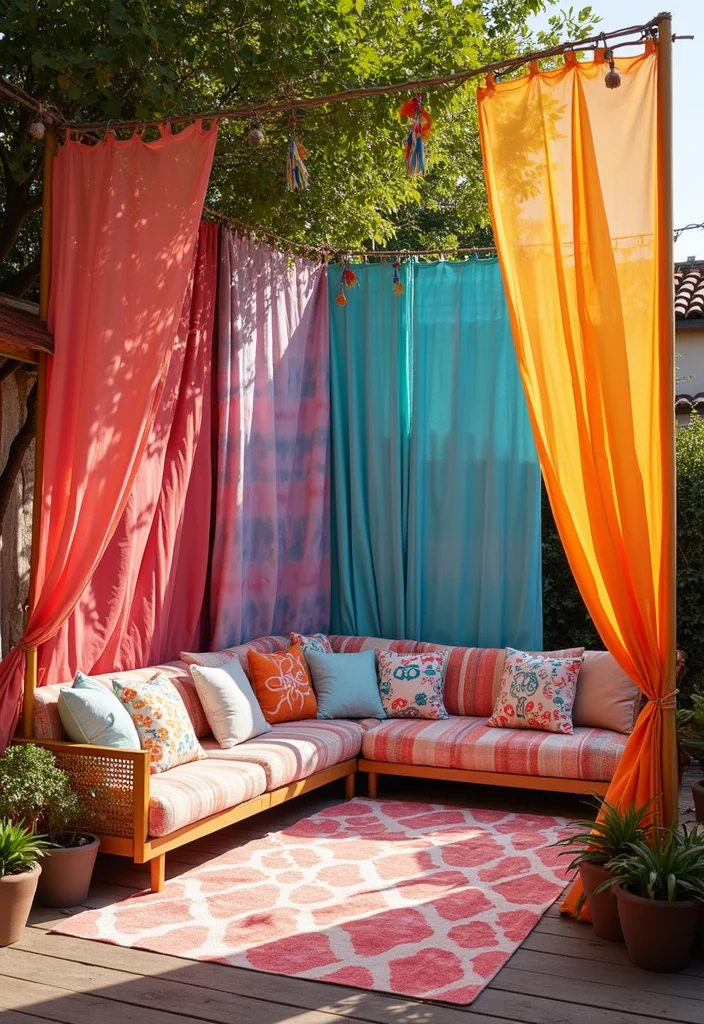 12 Outdoor Curtain Ideas for Cozy Weather Friendly Spaces 100 12 Outdoor Curtain Ideas for Cozy Weather Friendly Spaces - 10. Tie-Dye Outdoor Curtains