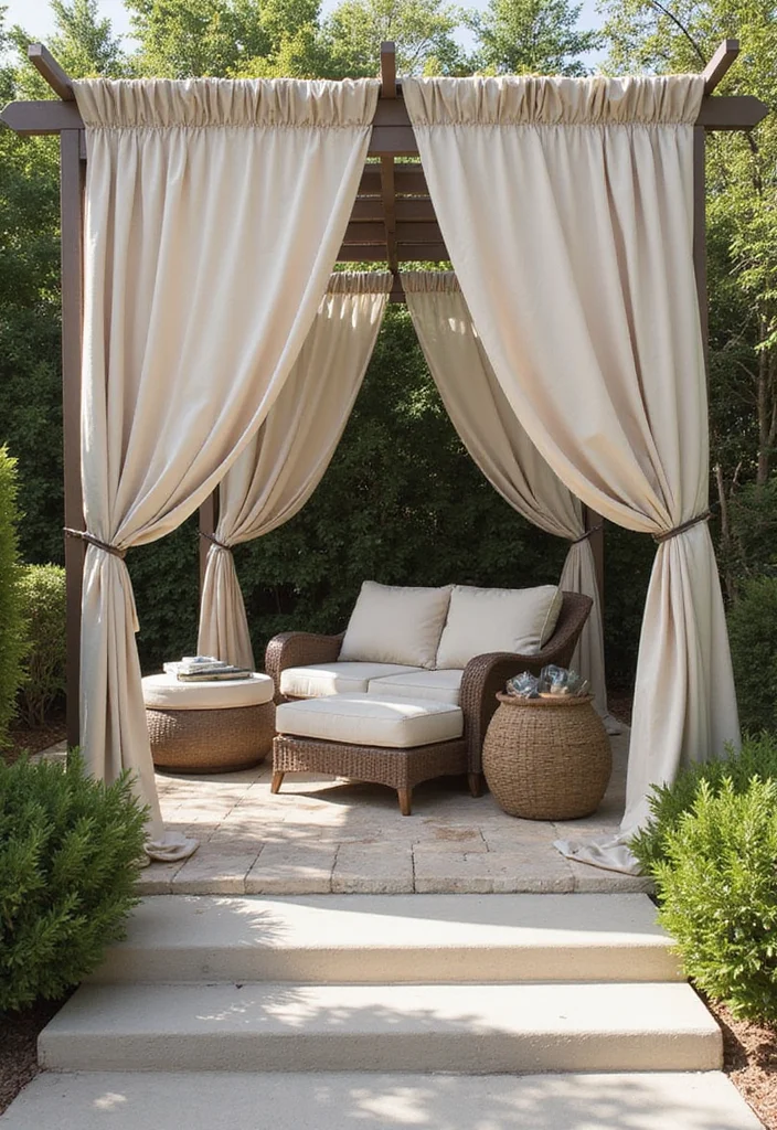 12 Outdoor Curtain Ideas for Cozy Weather Friendly Spaces 111 12 Outdoor Curtain Ideas for Cozy Weather Friendly Spaces - 11. Monochromatic Outdoor Drapes