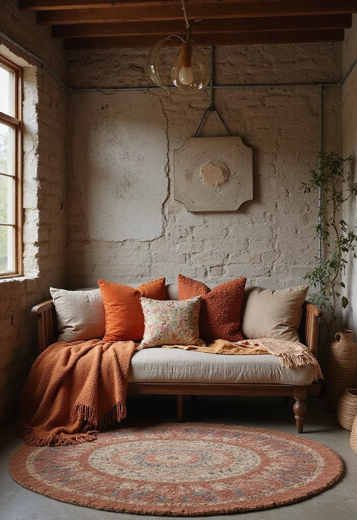 12 Rustic Basement Ideas for Cozy Natural Warmth - 3. Plush Textiles