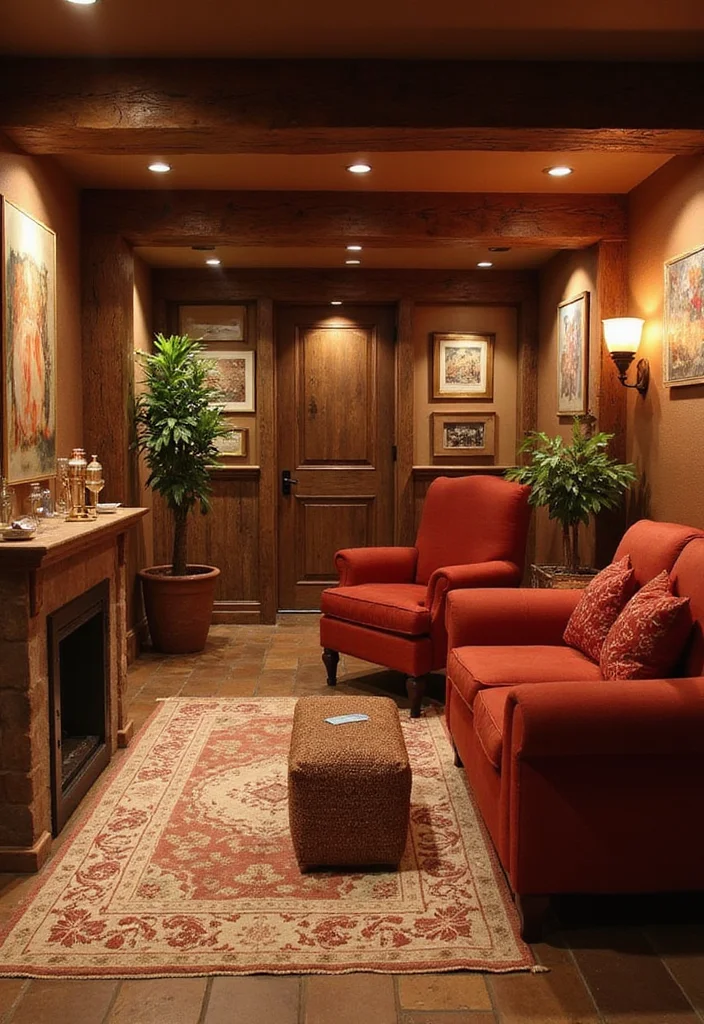 12 Rustic Basement Ideas for Cozy Natural Warmth - 4. Warm Color Palettes