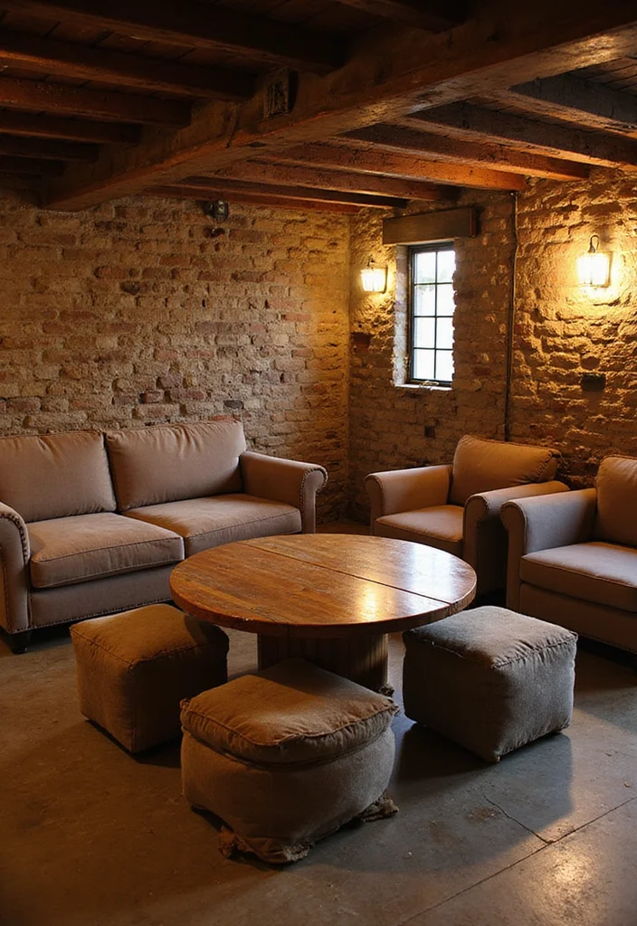 12 Rustic Basement Ideas for Cozy Natural Warmth - 5. Rustic Furniture Choices
