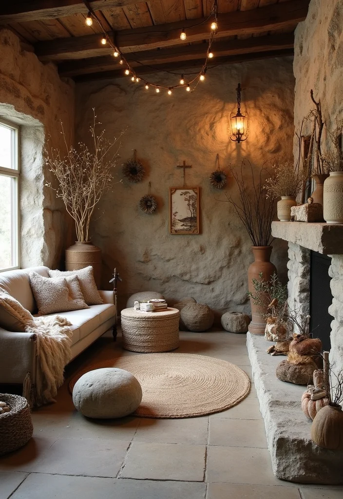 12 Rustic Basement Ideas for Cozy Natural Warmth - 8. Natural Decor Elements
