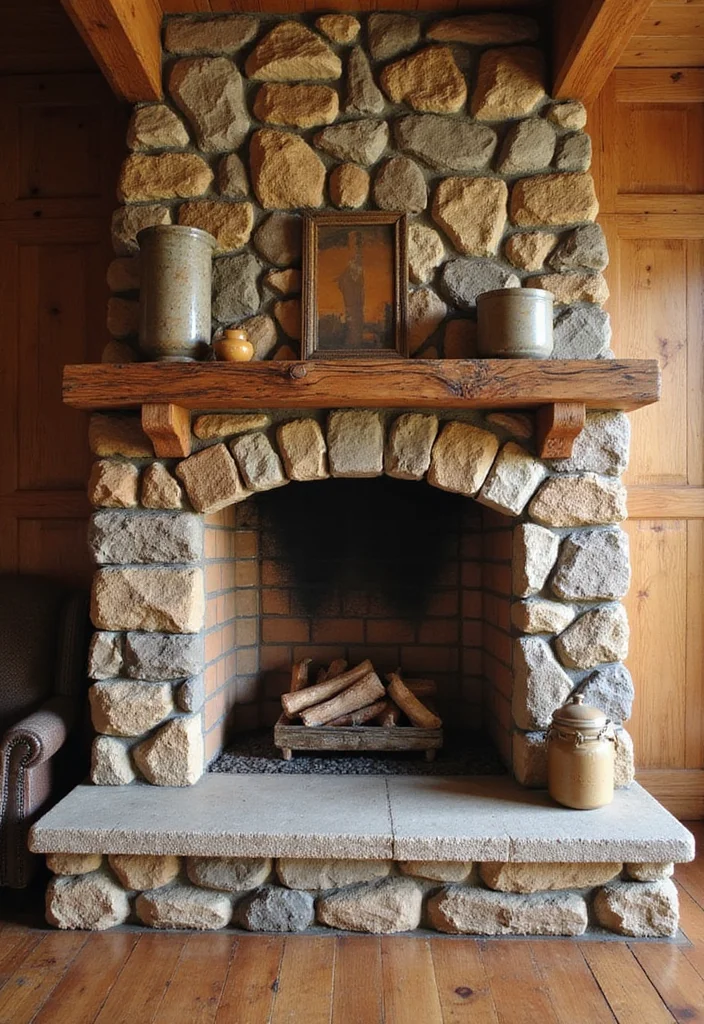 12 Rustic Fireplace Design Ideas for Natural Warm Texture - 1. Stone Surrounds