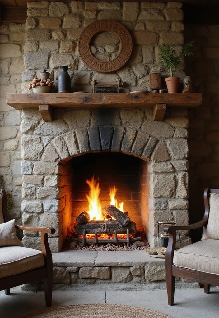 12 Rustic Fireplace Design Ideas for Natural Warm Texture - 10. Layered Textures
