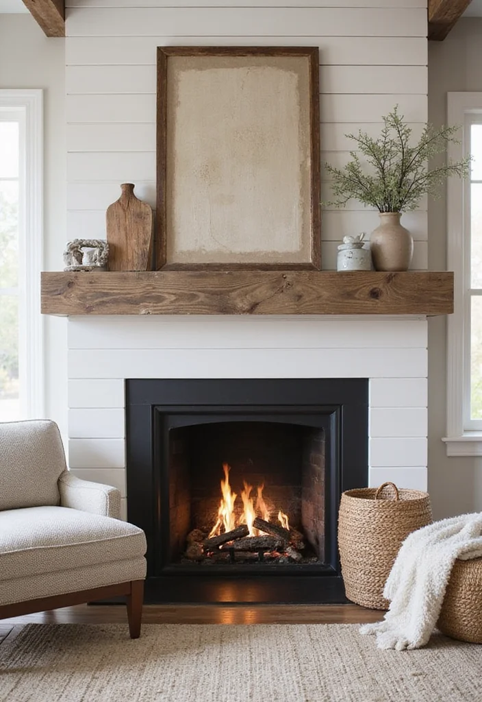 12 Rustic Fireplace Design Ideas for Natural Warm Texture - 8. Farmhouse Style