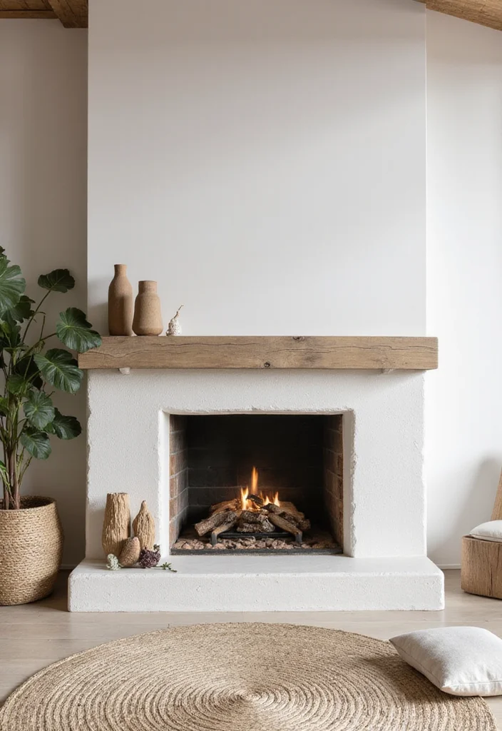 12 Rustic Fireplace Design Ideas for Natural Warm Texture - 9. Minimalist Rustic Charm