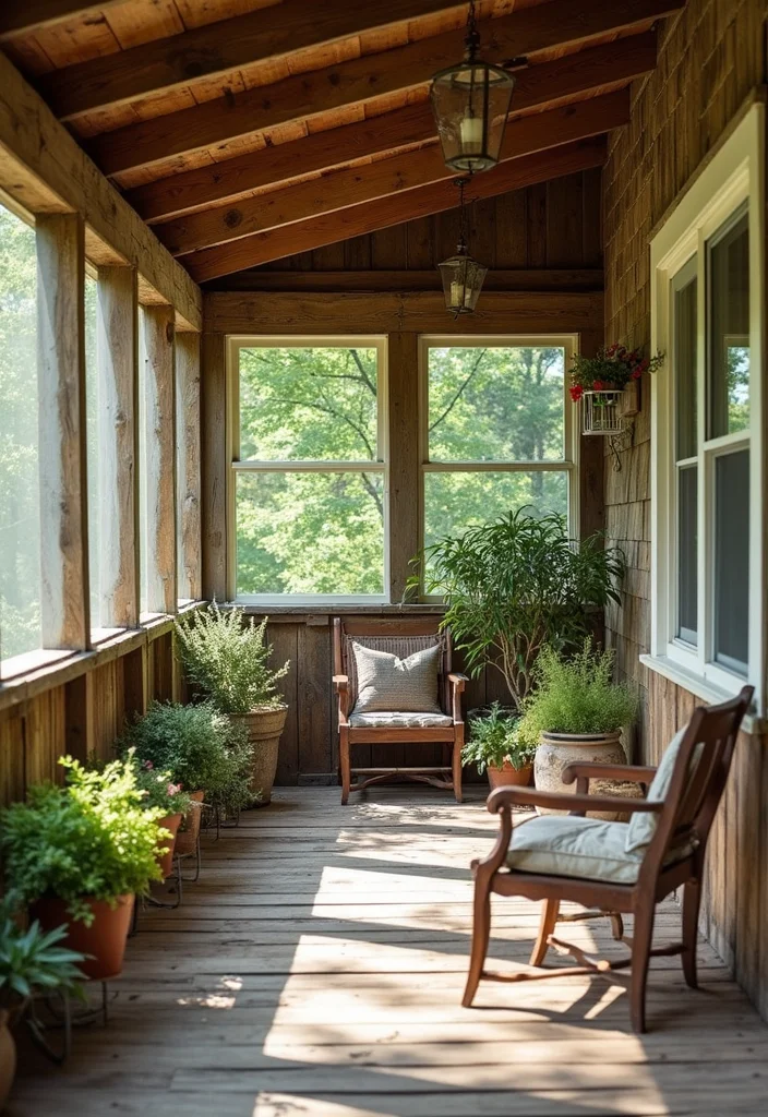 12 Screened In Front Porch Ideas for Comfortable Bug Free Living - 1. Rustic Charm with Reclaimed Wood