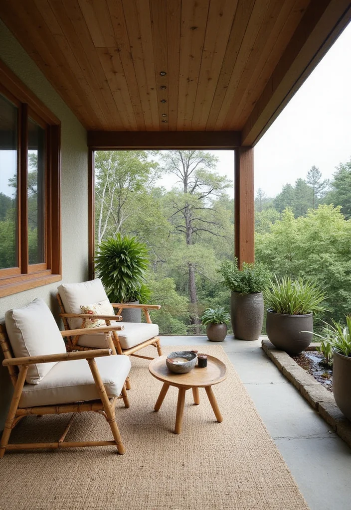 12 Screened In Front Porch Ideas for Comfortable Bug Free Living - 2. Minimalist Zen Retreat