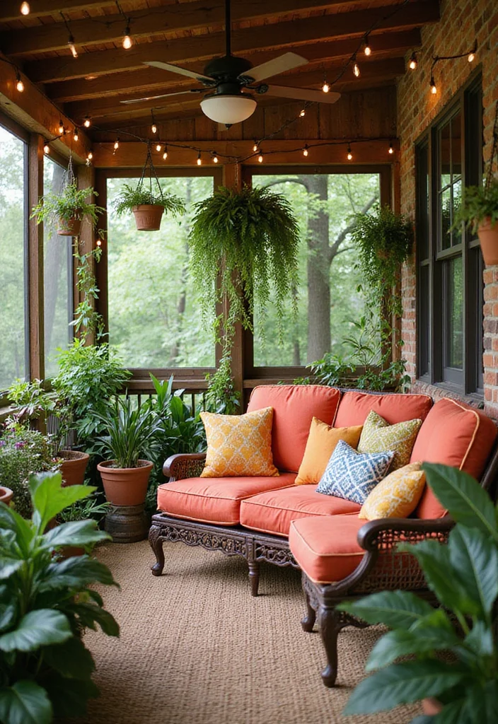 12 Screened In Front Porch Ideas for Comfortable Bug Free Living - 3. Tropical Paradise
