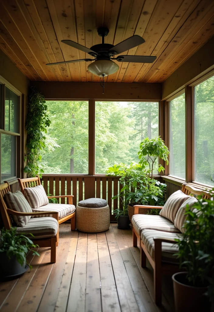 12 Screened In Front Porch Ideas for Comfortable Bug Free Living - 6. Eco-Friendly Furniture Choices