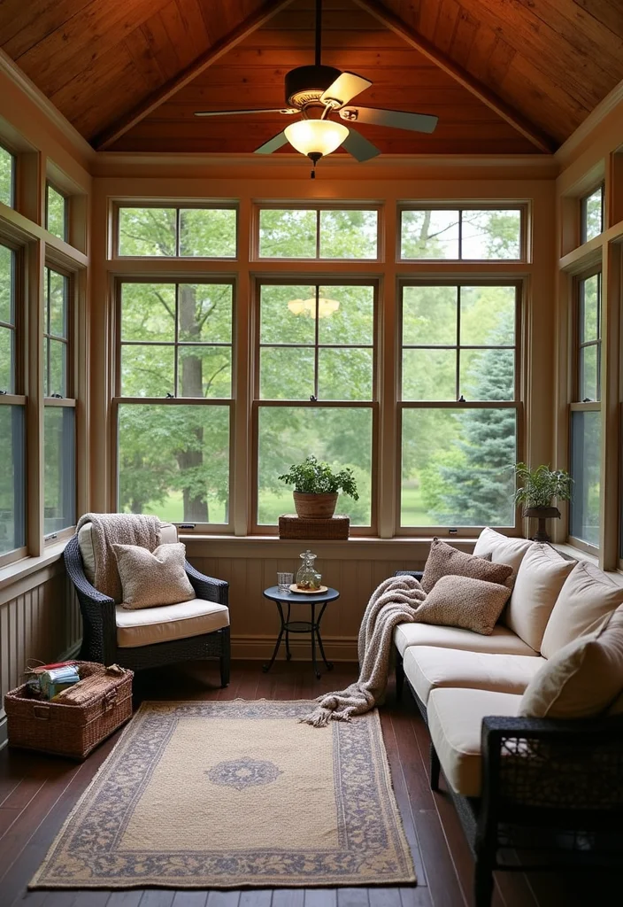 12 Screened In Front Porch Ideas for Comfortable Bug Free Living - 7. Cozy Front Porch Decor