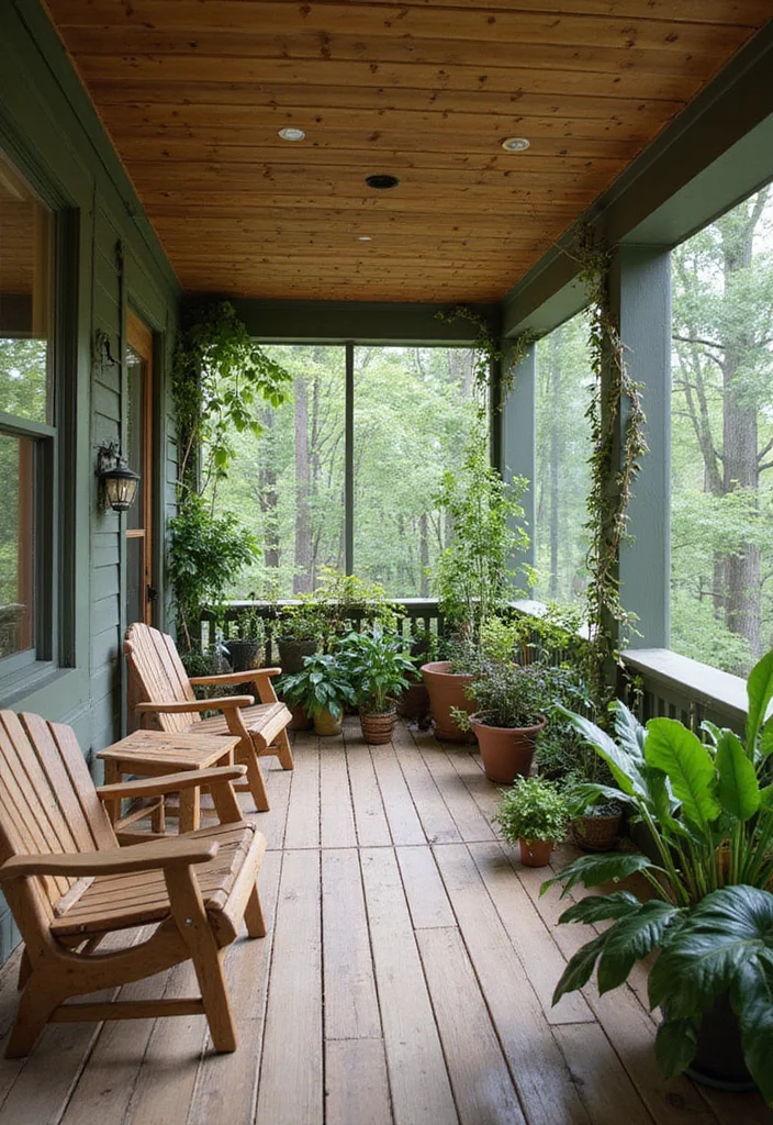 12 Screened In Front Porch Ideas for Comfortable Bug Free Living - 9. Nature-Inspired Elements