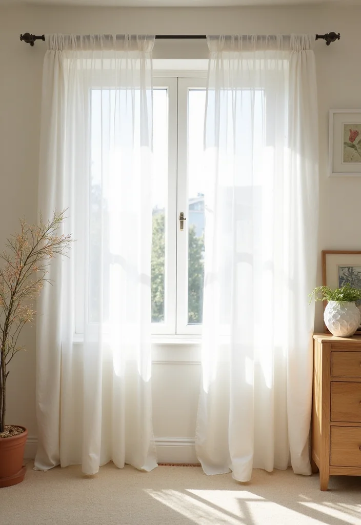 12 Sheer Curtain Ideas for Light Airy Elegance - 1. Soft White Sheer Layers