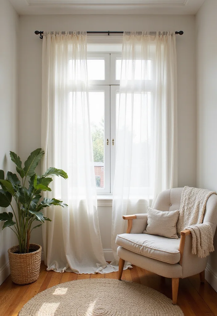 12 Sheer Curtain Ideas for Light Airy Elegance - 12. Incorporating Sheer Curtains in Unexpected Spaces
