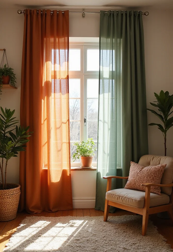 12 Sheer Curtain Ideas for Light Airy Elegance - 2. Earthy Tones for a Bohemian Vibe