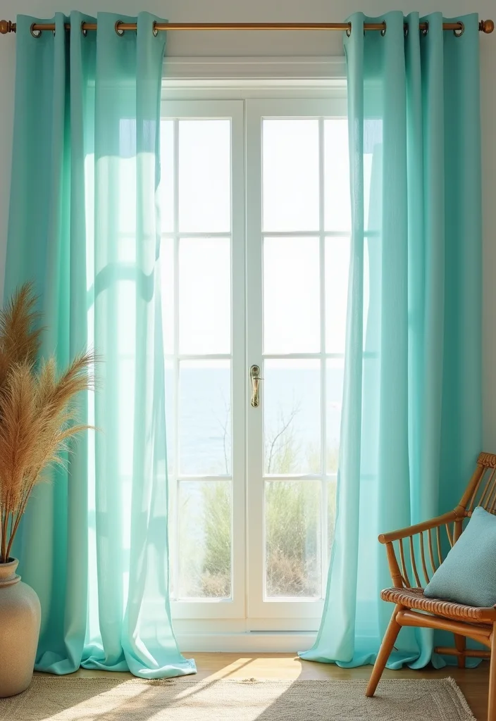 12 Sheer Curtain Ideas for Light Airy Elegance - 7. Beach-Inspired Colors for a Coastal Feel