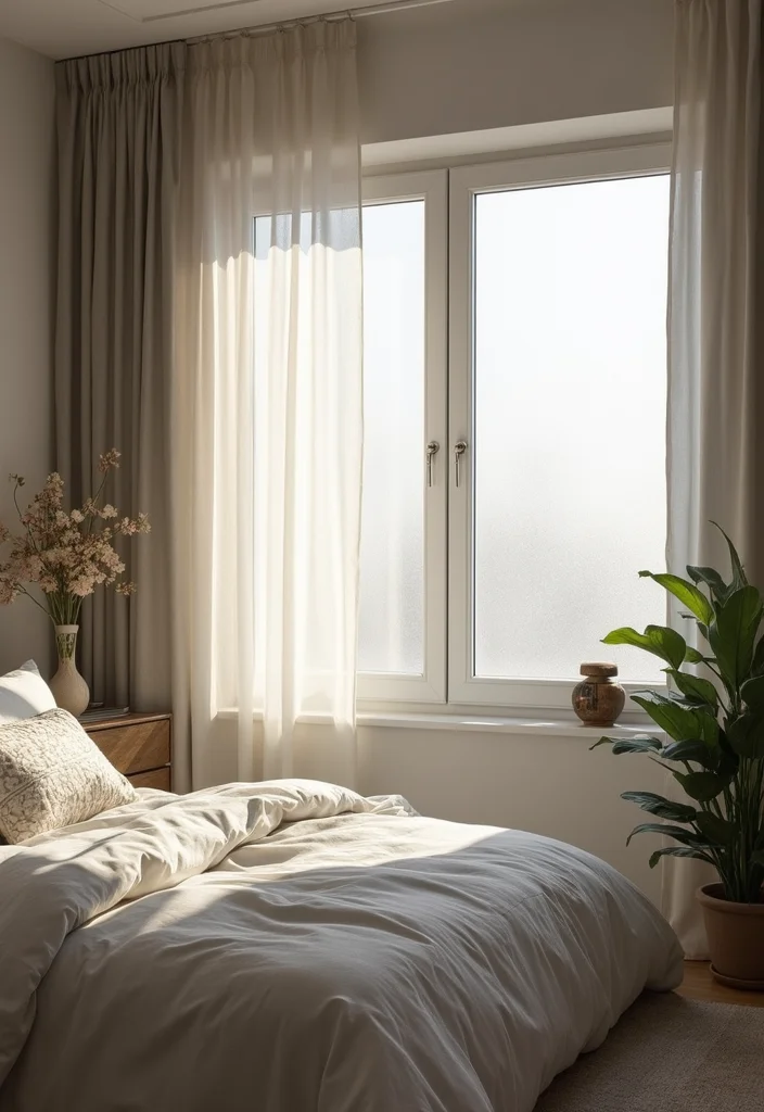 12 Small Bedroom Curtain Ideas for Space Saving Style - 10. Translucent Window Films
