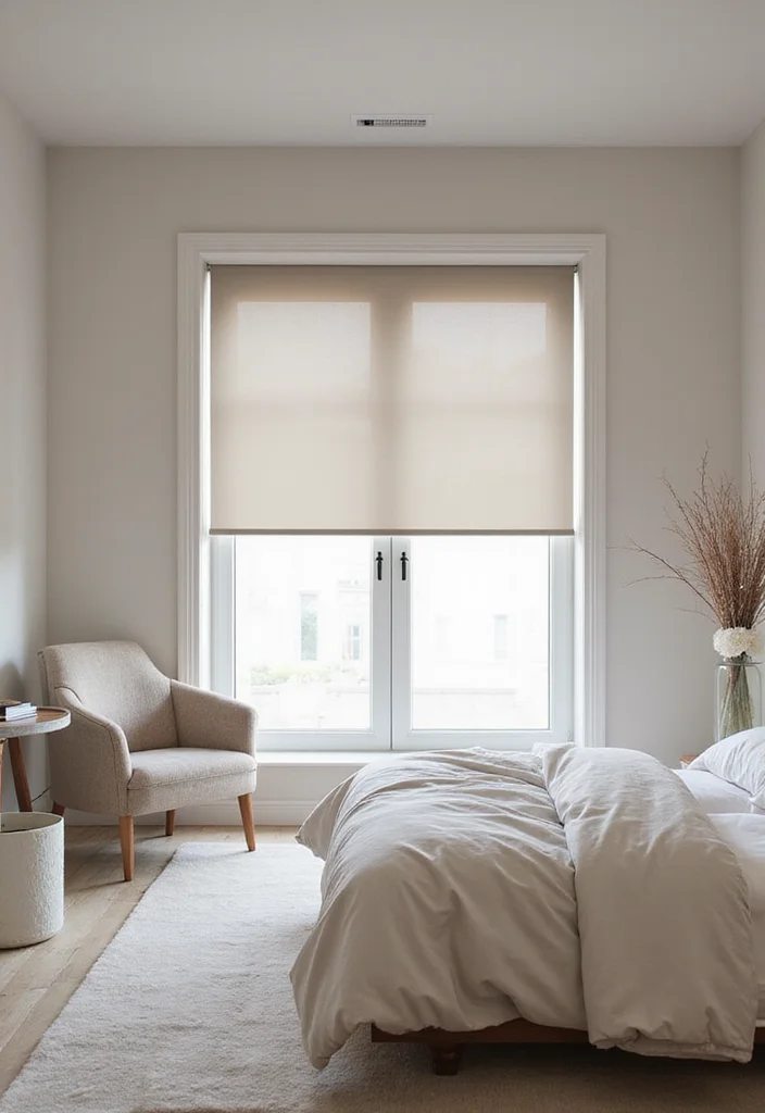 12 Small Bedroom Curtain Ideas for Space Saving Style - 2. Minimalist Blinds