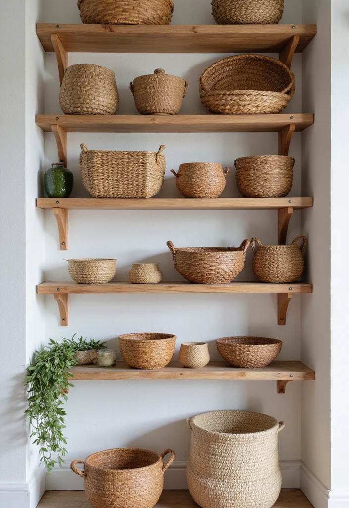 12 Wall Shelf Decor Ideas for Functional Stylish Display - 11. Wall-Mounted Baskets for Storage