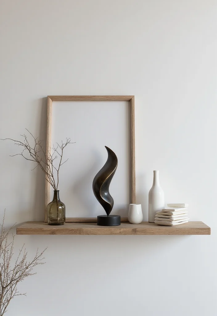 12 Wall Shelf Decor Ideas for Functional Stylish Display - 3. Statement Objects and Sculptures