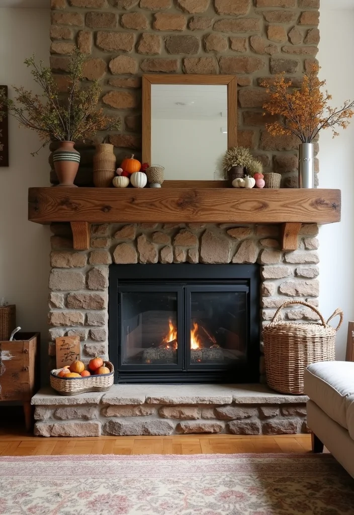 12 Wood Burner Fireplace Ideas for Warm Rustic Charm - 9. Rustic Hearth with Reclaimed Wood Mantle