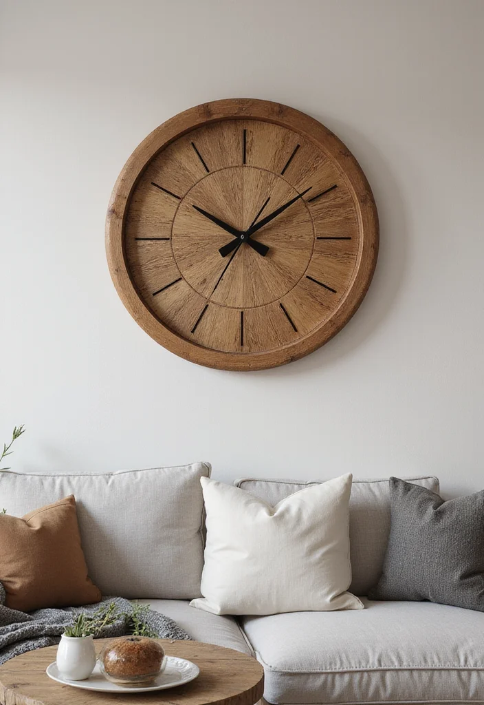 12 Wood Wall Decor Ideas for Natural Warm Texture - 7. Wooden Clock