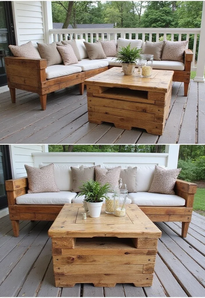 12 Wooden Front Porch Ideas for Warm Rustic Welcome - 2. Reclaimed Wood Pallet Furniture