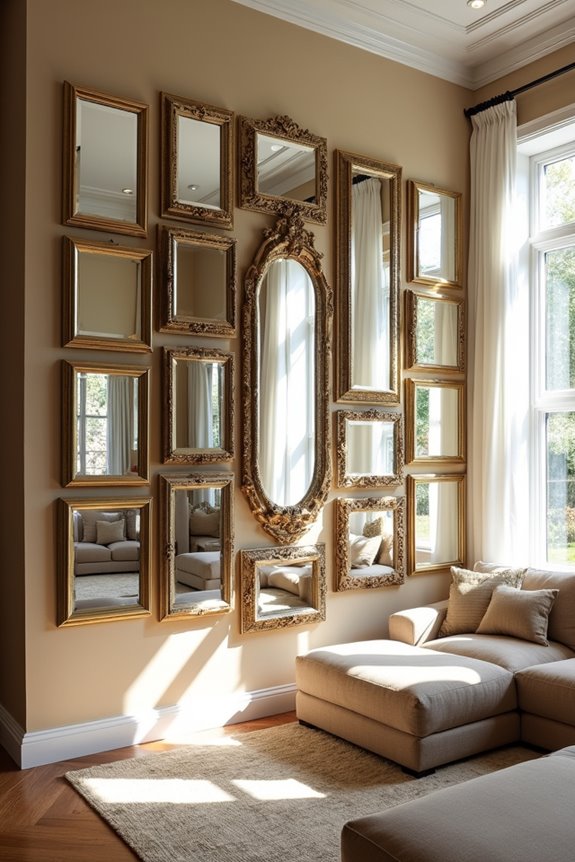 group multiple mirrors to brighten walls
