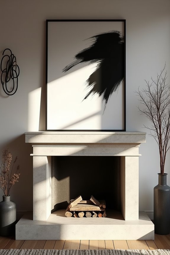 hang dramatic artwork above hearth