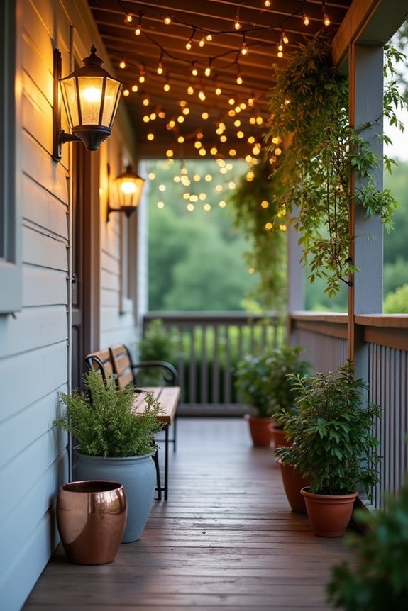 Space-Saving Ways to Decorate Your Narrow Front Porch 4 hang lighting and plants vertically