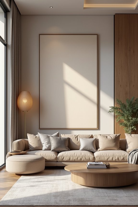 large scale art above couch proportions
