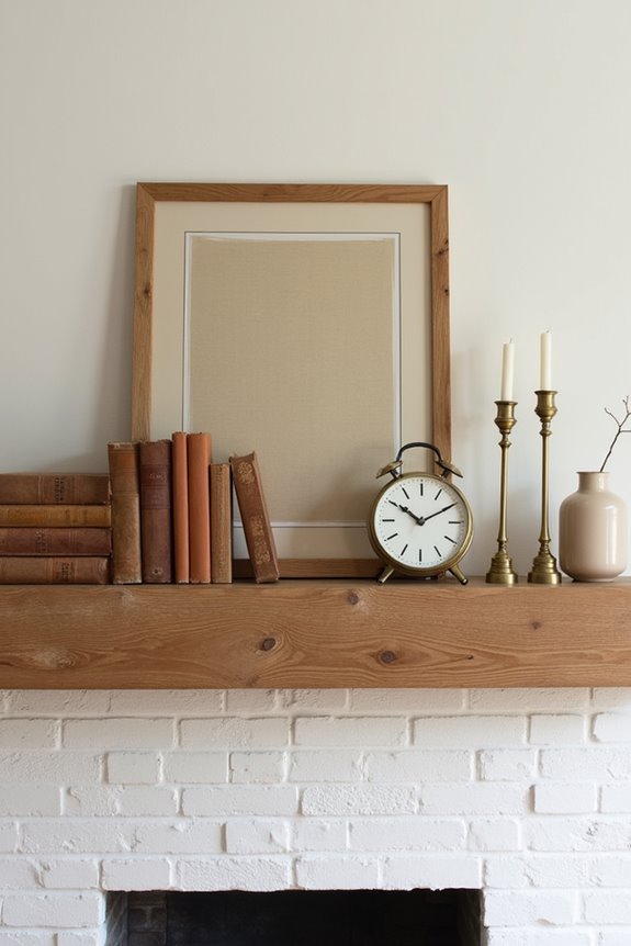 layered books with brass accents