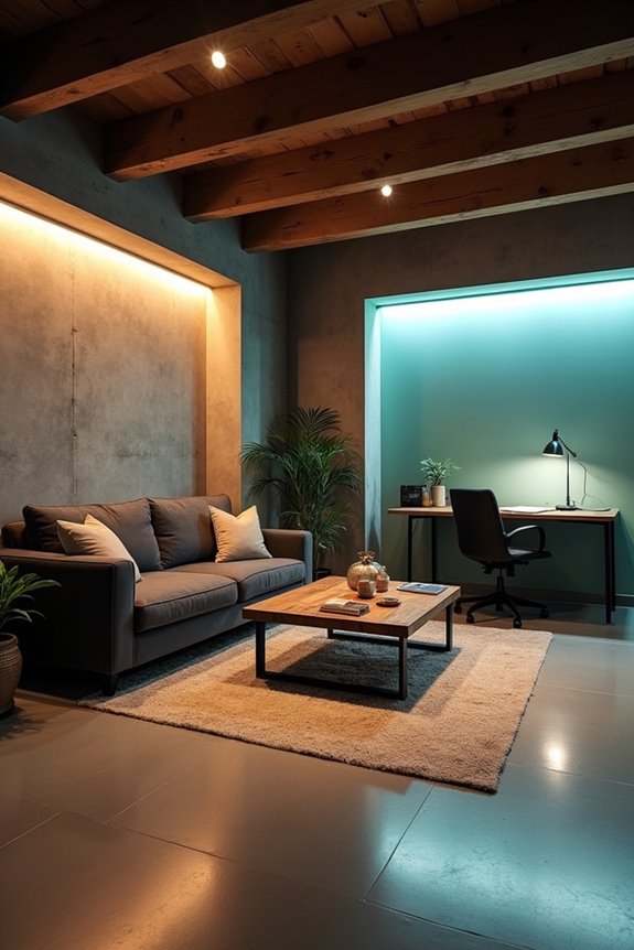 layered lighting brightens basement spaces