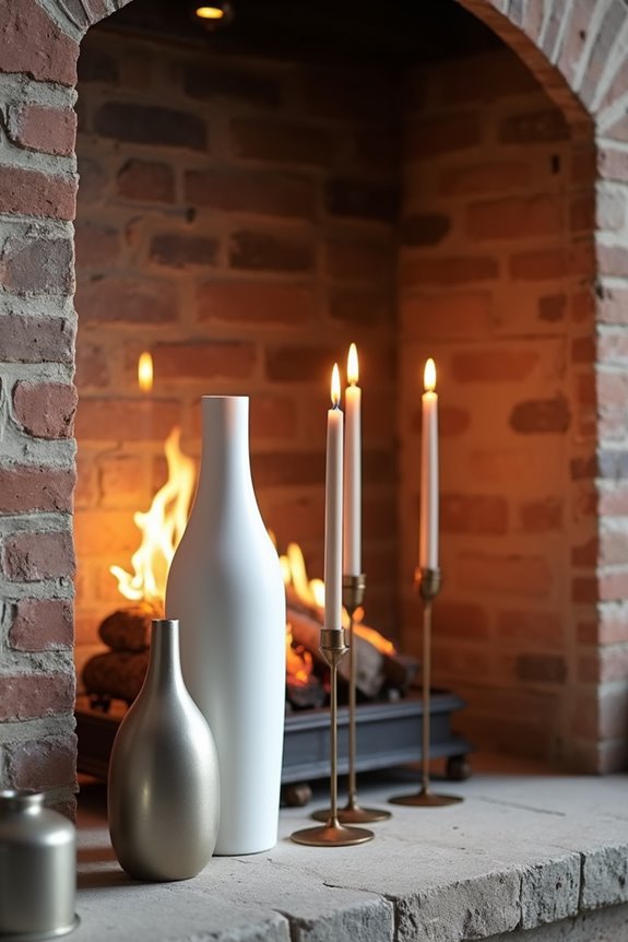 layered tall vase display arrangement