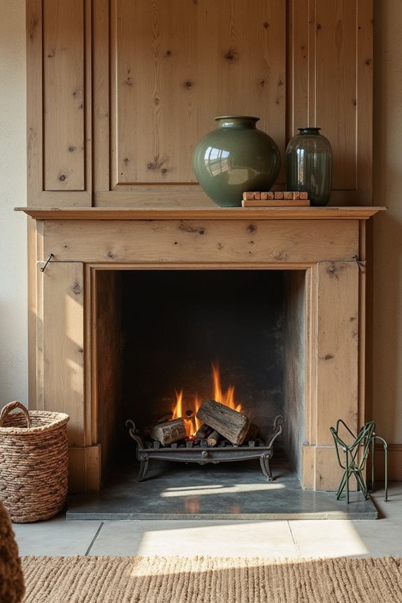 layered textures ignite fireplace elegance