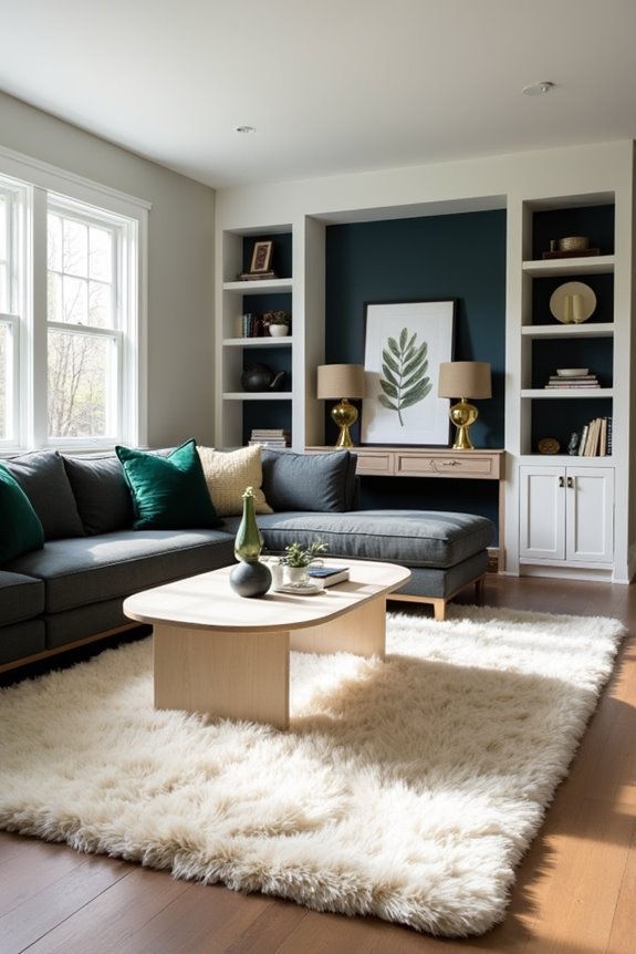 neutral tones cohesive furnishings warm lighting