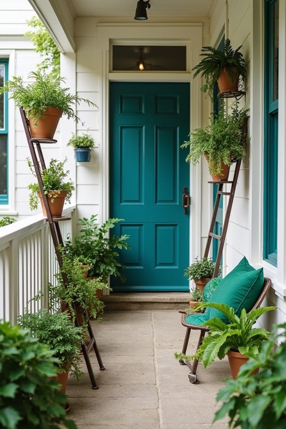 Space-Saving Ways to Decorate Your Narrow Front Porch 9 plants bold color unify zones